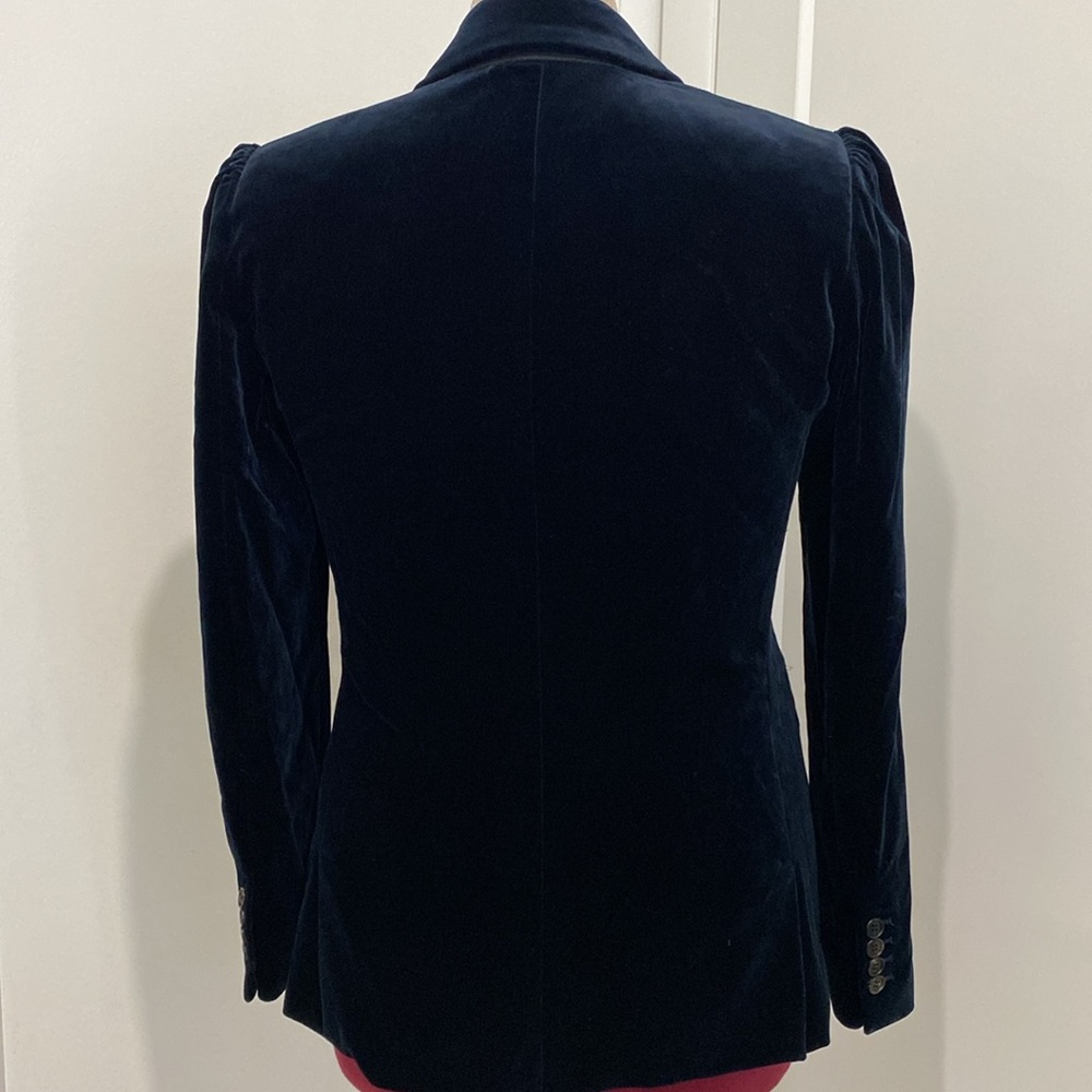 Deep Oxford Blue Velvet Tailored Blazer by Goop | Size 8 - Picture 3 of 13